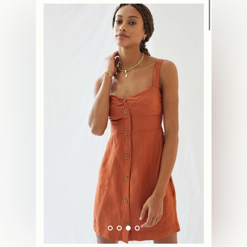 Maeve Orange Button-Front Mini Dress